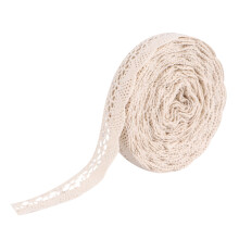 Beige Cotton Lace Trim Ribbon for Sewing and Crafting 10 Yards with Floral Pattern