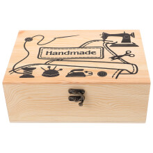 Wooden Sewing Tool Basket for Household Use, Small Wood Box for Sewing Needles and Pins Storage