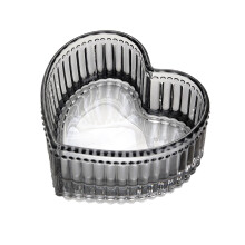 Heart-Shaped Glass Food Storage Container, 9.5x4.5cm, Transparent & Black, Multi-Functional Snack/Dessert Bowl – 1pc