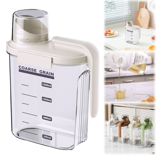 1.5L Airtight Cereal Storage Container with Measuring Cup 1