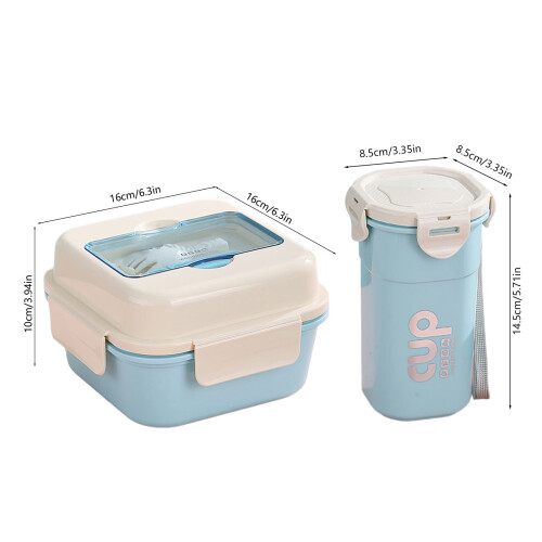 Ensemble boîte à lunch et tasse micro-ondable réutilisable et étanche 2