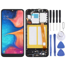 (Black) Écran LCD TFT Samsung pour assemblage complet de numériseur Galaxy A20e avec cadre (noir)