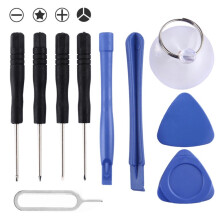 Outil de réparation de téléphone portable 10 en 1 (4x tournevis + 2x pied-de-biche + 1x ventouse + 2x feuille épaisse triangulaire + broche de car