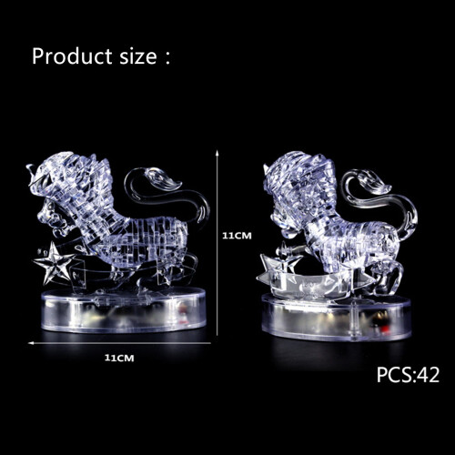3D κρυστάλλινο παζλ με φώτα LED - 118 τεμάχια ζωδιακού κύκλου, παζλ ενηλίκων με 2