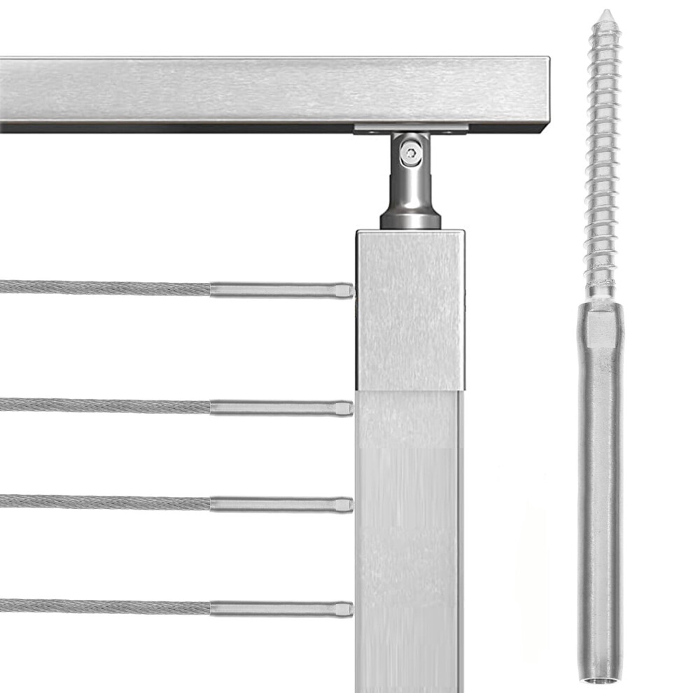 3Pairs Steel Cable Railing Kit With Threaded Lag Screws For Wood Deck And Stair Railings 9313598099938
