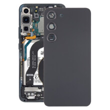 (Black) Couvercle arrière en verre de batterie pour Samsung Galaxy S23 SM-S911B avec couvercle d'objectif d'appareil photo
