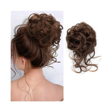 Extensão de cabelo sintético ondulado com elástico para coque
