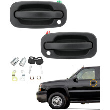 Exterior Door Handles (Pair) w/ Lock Cylinders & Keys, Compatible with 1999–2007 Chevy/GMC/Cadillac Trucks & SUVs, OE#15034985/15034986