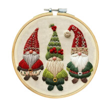 Christmas Embroidery Kit for Adults & Kids, DIY Handmade Starter Kit with Stamped Pattern, 9x10 in, compatible with beginners
