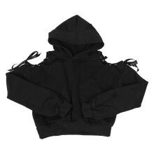 Hanorac scurt cu imprimeu Black Cat, potrivit pentru ținute casual și sportive