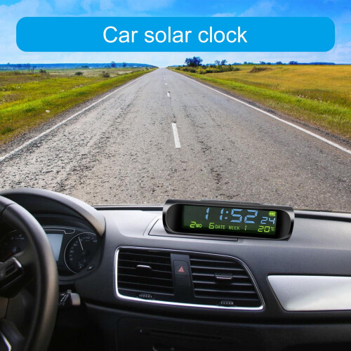 Solar Car Digital LCD Clock & Temperature Display Dashboard Clocks Backlight Electronic Screen Temperature Clock 1
