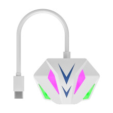 Type-C Ethernet Adapter 100Mbps, RGB Wired Network Card, Plug & Play, Compact White Plastic Adapter for Laptop/Tablet