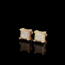 18K White Gold Plated Square CZ Halo Earrings