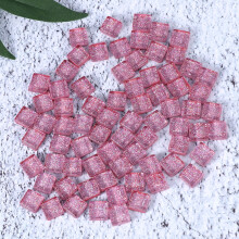 Lightweight Pink Glass Crystal Mosaic Tiles for Decorating Plates and Cups