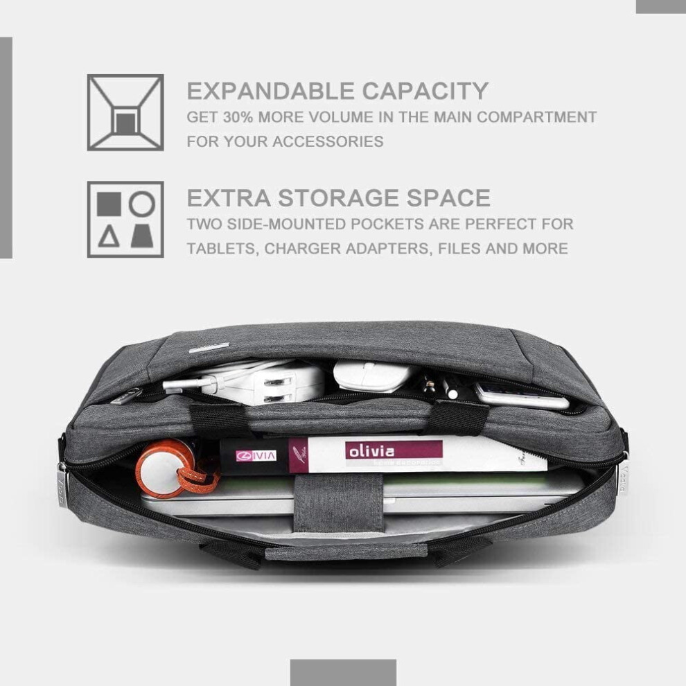 Padded Laptop Bag 17.3 Inch Waterproof Expandable Gray 968604291005
