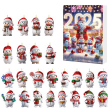 Calendrier de l'Avent Bonhomme de neige 2025 - Compte à rebours de 24 jours avant Noël avec décorations en acrylique, coffret cadeau festif pour