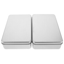 2 Pcs Rectangular Money Storage Box Tinplate Silver Coin Holder For Daily Use And Office