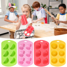 Paquete de 4 moldes de silicona con forma de fruta (sandía, fresa, limón, piña) para gomitas, chocolate y cubitos de hielo – Herramientas