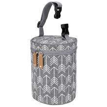 Sac isotherme gris pour bouteilles, porte-bouteilles portable avec poignée, conservation thermique pour les voyages et les activités de plein air