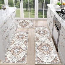 Ensemble de 3 tapis de cuisine lavables Gettoreach Zealburst Boho – Tapis de couloir antidérapants, épais et résistants pour la cuisine, la