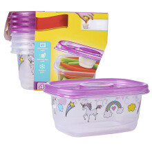 Boîtes à goûter licorne de 710 ml (24 oz), lot de 4, en plastique sans BPA, avec coupelles pour sauce, compatibles micro-ondes et lave-vaisselle,