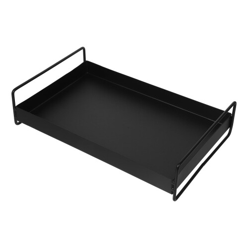 Bandeja retangular de metal preto OULII para servir bebidas e petiscos.