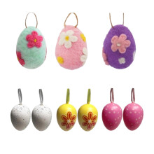 Set paashangers met eitjes, gemaakt van decoratief schuimvilt en plastic, met bloemen- en gespikkelde patronen, perfect voor thuisfeestjes en