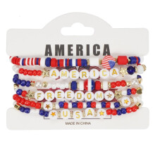 Armband med amerikansk flagga, elastiskt kristallglas, 6