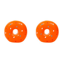 Orange pipande munk för hundar, tuggring i latex (7,5 cm), 2-pack – för valpar som får tänder och lindring av tristess