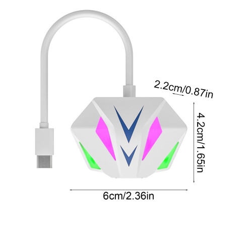 Type-C Ethernet Adapter 100Mbps, RGB Wired Network Card, Plug & Play, Compact White Plastic Adapter for Laptop/Tablet 1