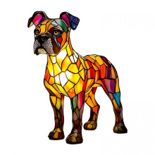 HIBIBUD Boxerská lampa z farebného skla, umelecké nočné svetlo série Dog Series, stolové nočné svetlo z farebnej živice, zábavný darček