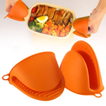 Doigtière en silicone épais orange-rouge de Homng – Gant de cuisine anti-brûlure et résistant à la chaleur, compatible avec friteuse et four