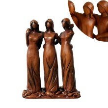 Fából készült Három Nővér figura Kézzel Készített Barátság Szobor