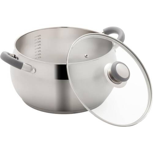Olla de acero inoxidable de 7 cuartos con tapa de vidrio