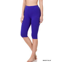Women's Essential Basic Cotton Spandex Stretch Below Knee Length Capri Leggings