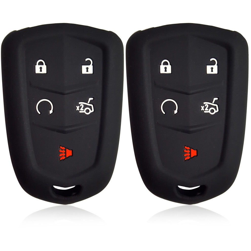 2Pcs 5-Button Silicone Key Fob Cover For Cadillac Xt5, Ats, Ct6, Xts, Srx, Cts, Escalade (2016Â2017) Â Compatible With Cadillac Remotes 9555307554219