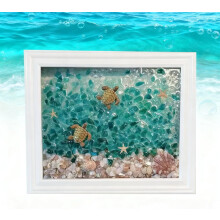 Sea Glass Art Kit, New Resin Art Kits for Adults, DIY Mosaic Beach Photo Frame Craft Kit, Handmade Home Decoration for Bookshelf, Office, Windowsill