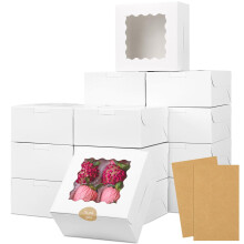 Caixas brancas para doces com janela transparente, 15x15x7,5 cm (30 unidades)