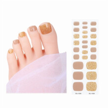Tiras de esmalte de uñas de los pies, color sólido, gel semicurado, 24 unidades