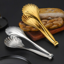 Jakobsmuschelzange aus Edelstahl 304, versilbert, 25,8 cm