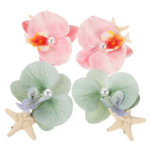 Pinzas para el cabello con diseño de orquídeas y océano para mujer (paquete de 4)