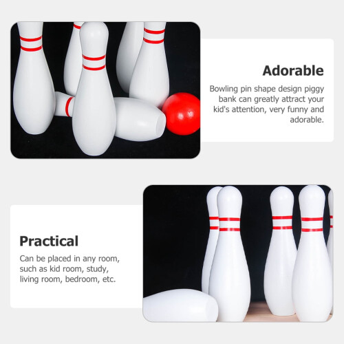 Kinderspaarpot, witte plastic bowlingfles, 1 stuk 1