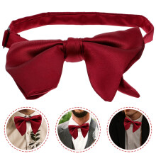 Red Bow Tie for Men Polyester Pretied Tuxedo Bowtie Groom Bachelor Party Elegant Wedding Accessory