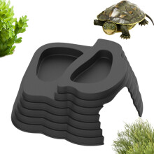 Skilpaddevannskål Sklisikker PVC-skilpaddeskålpynt med rampe Skilpaddematskål Badebasseng for gekko Slange Firfisler Reptiler Amfibier Frosk i