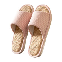Hjemmesko til kvinder, Komfortable hjemmesko Lette hør Indendørs Afslappet Hjemmesko Til Par, Damehjemmesko, Pink, 8