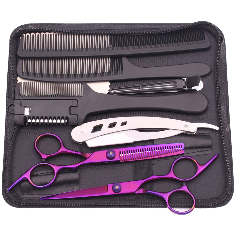Hair Cutting Scissors 6' JP Stainless Barber Scissors Thinning Shears Hair Scissors Haircut Set Comb Razor Dropshipping C1001