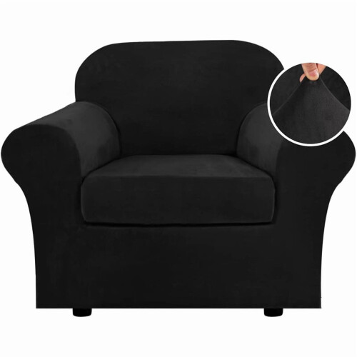 Stretch-Sofaüberzug aus schwarzem Spandex-Gewebe, 1-teilig