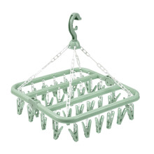 Étendoir à linge pliable 32Clips, séchoir à linge pliable pour chaussettes, cintre suspendu pliable, séchoir à linge suspendu (vert)