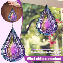 Carillon éolien 3D en métal, pendentif décoratif en forme de goutte d'eau rotative en trois dimensions, décoration de jardin extérieur