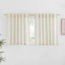 Cortinas de cozinha em linho natural com filtragem de luz (2 painéis)